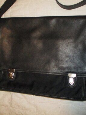 VTG Coach Briefcase GOL-5100 Black Leather Laptop Crossbody Bag Nylon/leather